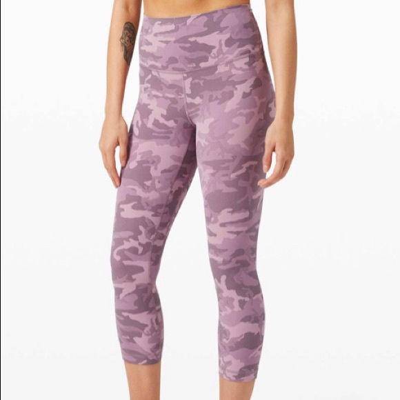 Size 4 Lululemon Pink Camo Align Crops